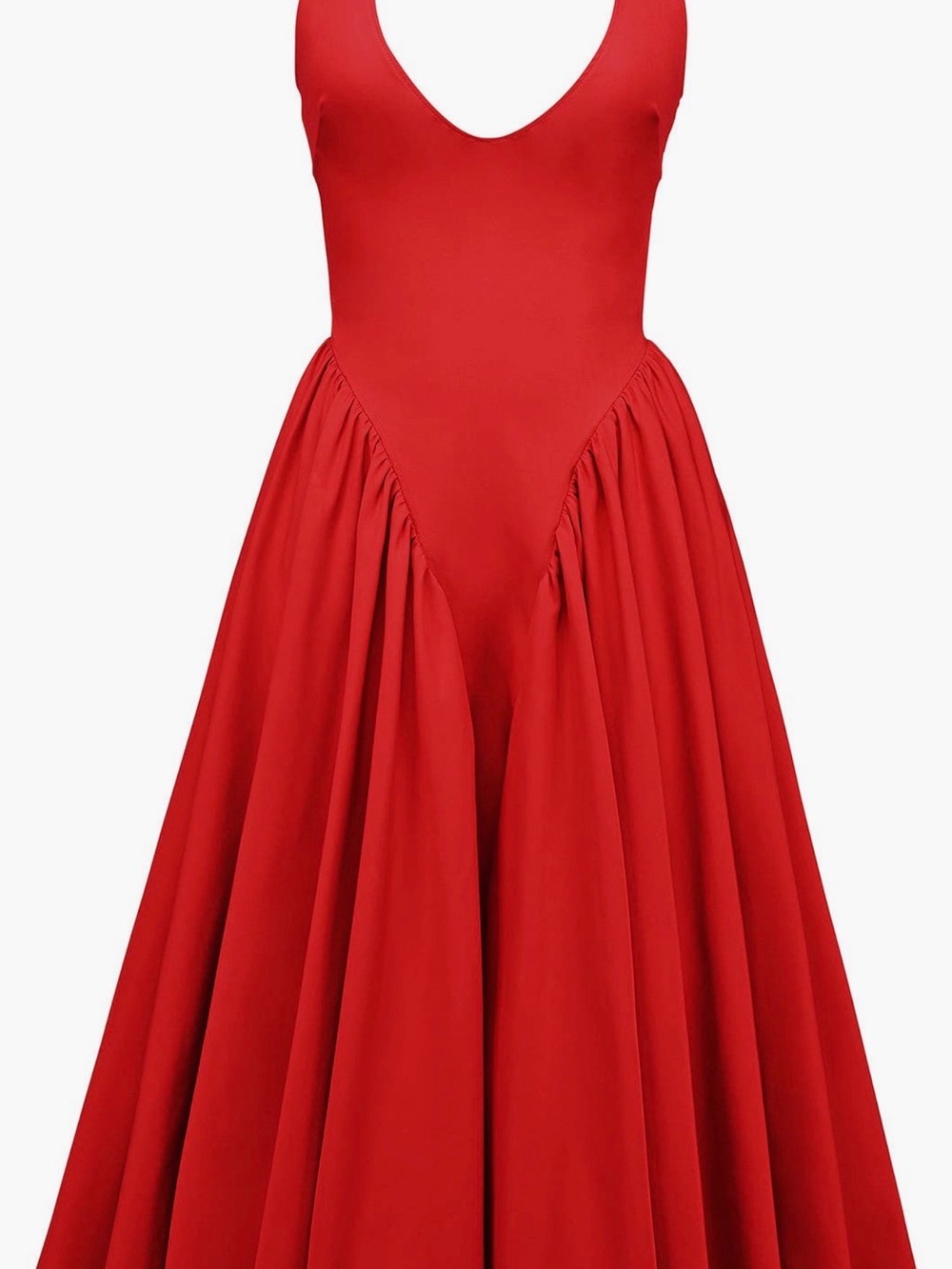 House of CB Red Deep V A-Line Midi Dress - Picture 4 of 10
